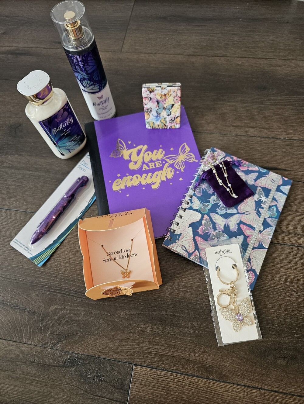 NEW Butterfly Lover Gift Bundle Bath & Body Works Jewelry Journal Mirror Set